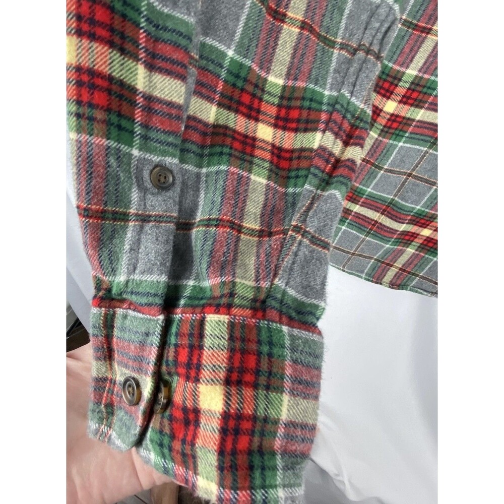 LANDS END Shirt Mens M Plaid Flannel 100% Cotton Button‎ Down Pocket MINT! - Picture 11 of 14